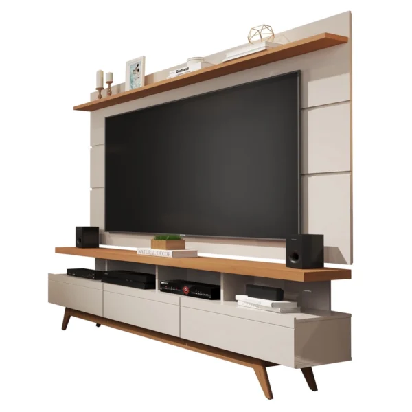 Rack e Painel Germai Vivare Wood Off White / Nature TV 72”