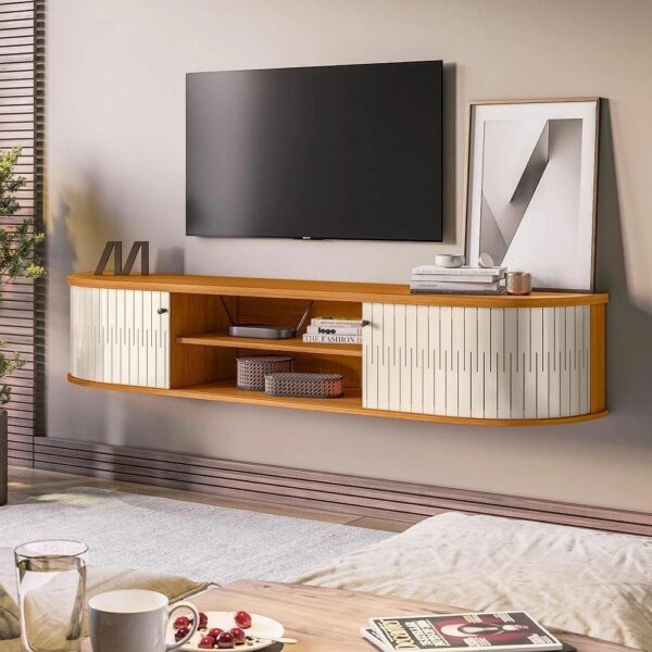 Estante Suspenso Ripado Algarve para TV até 75 polegadas – CinamomoOff White – Madetec