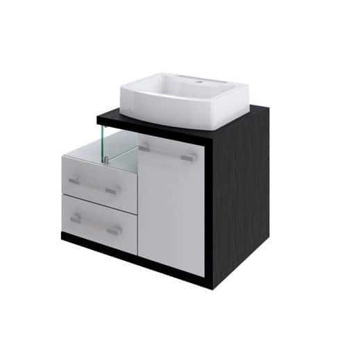 Gabinete de Banheiro com Cuba Aria 41 Wood 1 pt 2 gv Branco e Preto