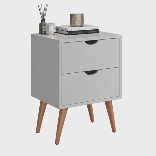 Mesa De Cabeceira Retrô Com Puxador Novo Design Madri – Branco