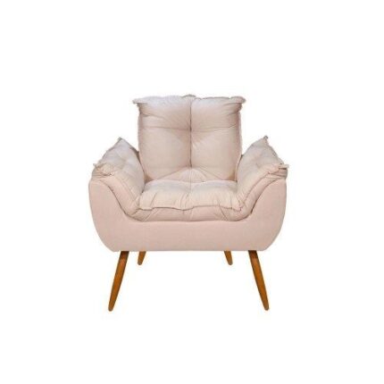Poltrona Decorativa Opala Reforçada Amamentação Tecido Suede Cor: bege