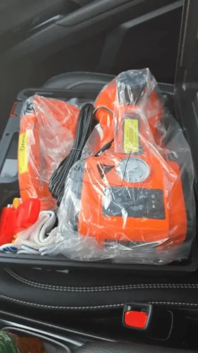 Click to view full screen Kit AutoCar 3 em 1 - Macaco Elétrico, Compressor de Ar e Chave Impacto + BRINDE: Pistola Universal photo review